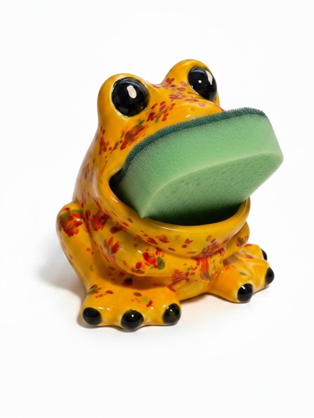 Vintage Ceramic 70’s Drip Glazed Big Mouth Frog Sponge Holder